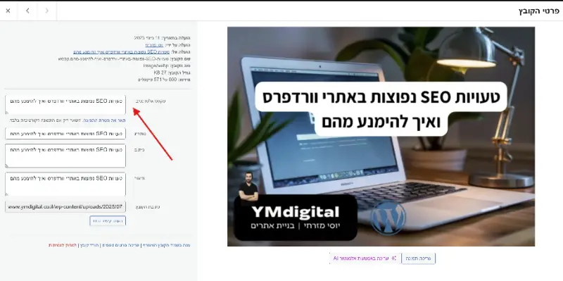 שימוש בטקסטים אלטרנטיביים לתמונות (Alt)